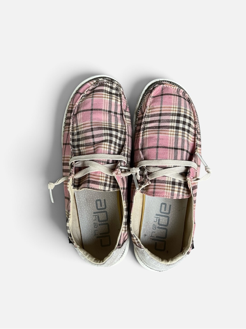 HEY DUDE Wendy Slip-on Shoe in Tartan Azur Pink Women’s Size 8 - Picture 9 of 11